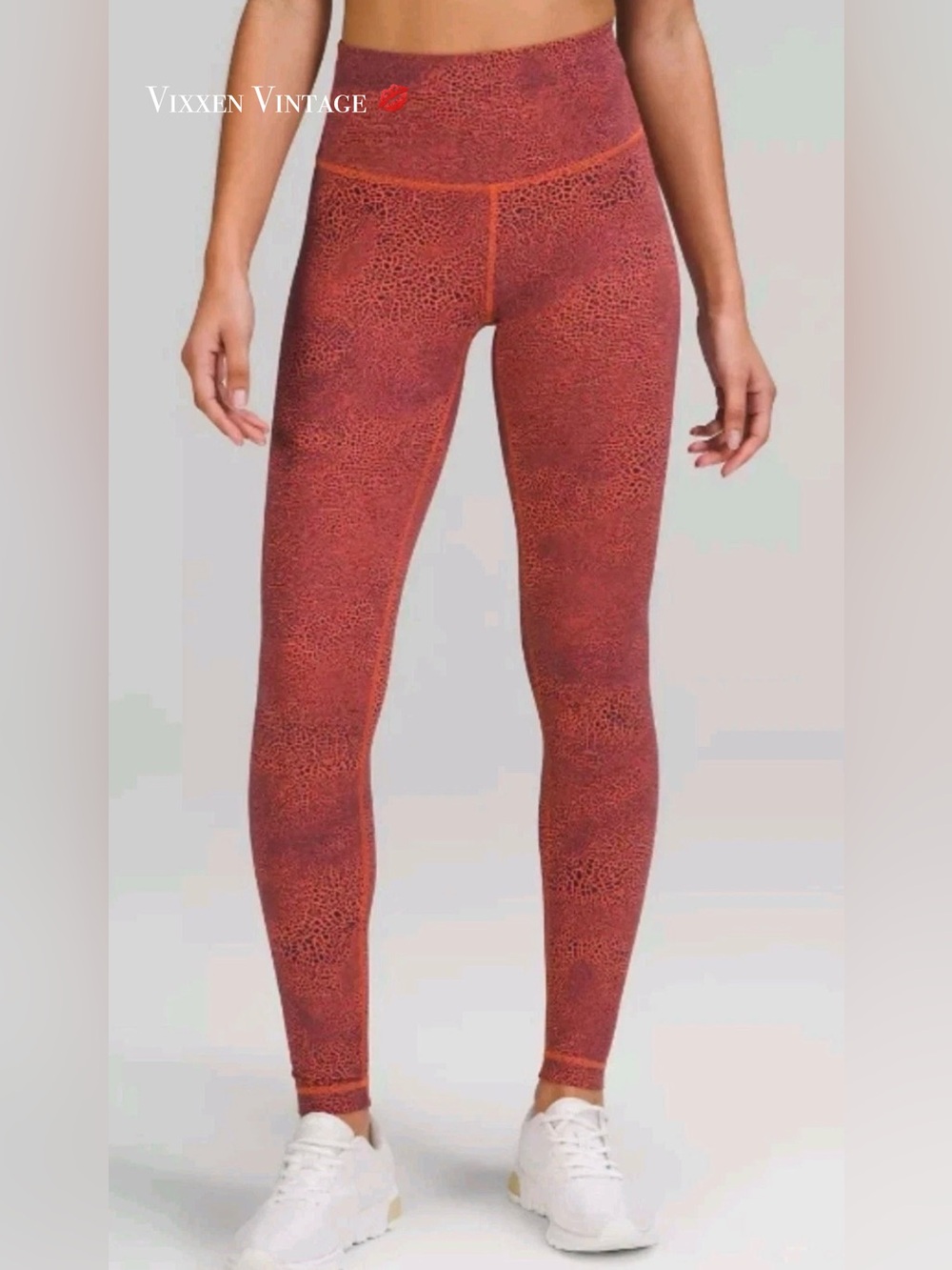 LULULEMON ‘WUNDER TRAIN HIGH RISE TIGHT 28”’ IN CRACKLE GLAZE ORANGE LARKSPUR